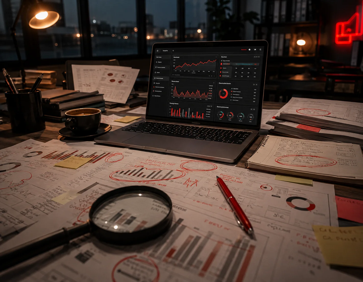 Marketing audit in progress with reports and analytics